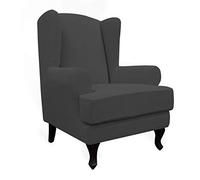 Easy-Going Funda elástica para sofá de 2 Piezas, Protector de Muebles, Suave con Parte Inferior elástica, Tela Jacquard de Elastano a Cuadros pequeños, Color Gris Oscuro