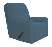 Easy-Going Funda elástica para sofá reclinable, 4 Piezas, Protector de Muebles, Suave, Parte Inferior elástica, Tela Jacquard de poliéster y Elastano, Cuadros pequeños (reclinable, Piedra Azul)