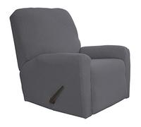 Easy-Going Funda elástica para sofá reclinable, 4 Piezas, Protector de Muebles, Suave, Parte Inferior elástica, Tela Jacquard de Elastano para niños, Cuadros pequeños (Grande, Gris)