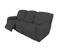 Easy-Going Funda elástica para sofá reclinable, 8 Piezas, Protector de Muebles, Suave, Parte Inferior elástica, para niños, Tela Jacquard de Elastano, Cuadros pequeños, Color Gris Oscuro