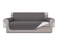 Easy-Going Funda Reversible de Gran tamaño para sofá de 3 Cojines, Funda Protectora de Muebles Resistente al Agua con Varillas de Espuma para Mascotas (sofá Extragrande, Gris/Marfil)