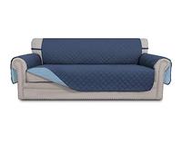 Easy-Going Funda Reversible de Gran tamaño para sofá de 3 Cojines, Funda Protectora de Muebles Resistente al Agua con Varillas de Espuma para Mascotas (sofá Extragrande, Azul Oscuro/Azul Claro)
