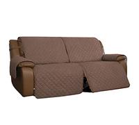 Easy-Going Funda Reversible para sillón reclinable, Funda de sofá Dividida para Cada Asiento, Protector de Muebles con Correas elásticas para niños, Perros, Mascotas (2 Asientos, marrón/Beis)