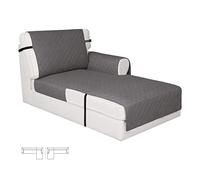 Easy-Going - Funda reversible para sofá chaise longue, resistente al agua, en forma de L, protege contra perros y otros animales, con correas ajustables, 292 x 86 cm, gris/gris