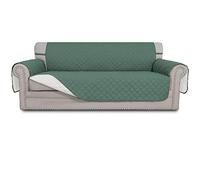 Easy-Going - Funda Reversible para sofá de 3 plazas, Protege contra Perros, Gatos y Otros Animales, Resistente al Agua, con Varillas de Espuma y Correas elásticas, Cian/Marfil