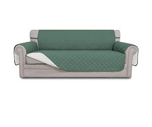 Easy-Going - Funda Reversible para sofá de 3 plazas, Protege contra Perros, Gatos y Otros Animales, Resistente al Agua, con Varillas de Espuma y Correas elásticas, Cian/Marfil