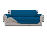 Easy-Going Funda Reversible para sofá de 4 plazas, Resistente al Agua, con Varillas de Espuma y Correas elásticas, Protector de Muebles para Mascotas, niños, Perros, Gatos (XXL, Azul Pavo Real/Beige)