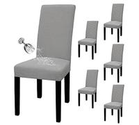 Easy-Going Juego de 6 Fundas para sillas de Comedor 100% Impermeables, Fundas elásticas de Jacquard para Silla Parson, Protector de Silla extraíble y Lavable para el hogar, Restaurante, Banquete
