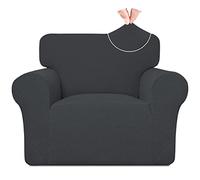 Easy-Going Stretch Jacquard Chair Couch Cover, 1-Piece Soft Sofa Cover, Sofa Slipcover with Anti-Slip Foams, Washable Furniture Protector for Kids, Pets (Chair, Dark Gray)