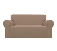 Easy-Going Stretch Loveseat Slipcover 1-Piece Sofa Cover Furniture Protector Couch Soft with Elastic Bottom for Kids Polyester Spandex Jacquard Fabric Small Checks (Loveseat, Camel)