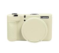 Easy Hood Funda V1, funda de silicona para cámara con cubierta de lente extraíble, protector suave y ligero para cámara digital Canon PowerShot V1, color beige