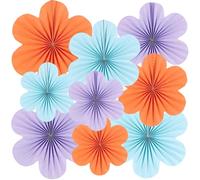 Easy Joy 9 guirnaldas colgantes de flores de papel, azul, naranja y lila, guirnalda de cumpleaños, decoración de mesa de cumpleaños para niñas, fiestas de té, verano, baby shower, cumpleaños