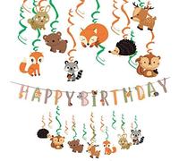 EASY JOY Animales Decoración de Cumpleaños Guirnalda de Cumpleaños Lámina Espirales Bosque Fiesta Cumpleaños Infantil Decoración