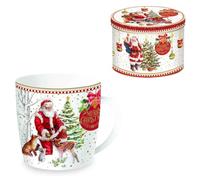 EASY LIFE Christmas Memories - Taza de 350 ml con caja de hojalata, Papá Noel y ciervos