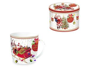 Easy Life Christmas Memories Taza MUG 350 ml con caja de lata de Papá Noel Trineo