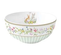 Easy Life Cuenco de Pascua de porcelana floral y conejos "Happy Easter" D15 cm