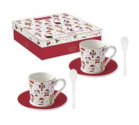 Easy Life Estuche de 2 tazas de café de 10 cl con cuchara de porcelana ChrisTMAS Friends