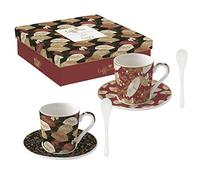 Easy Life Estuche de 2 tazas de café de 10 cl con cuchara de porcelana KIMONO