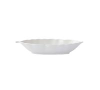 EASY LIFE Estuche plano hueco, 26 x 11,5 cm, forma de hoja tropical blanca de porcelana