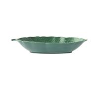 EASY LIFE Estuche plano hueco, 36 x 16 cm, forma de hoja tropical, verde oscuro de porcelana