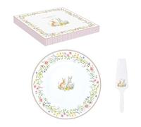 Easy Life Estuche plano para tarta de 32 cm de diámetro con pala de porcelana HAPPY EASTER