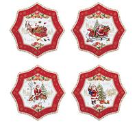 EASY LIFE Juego de 4 platos de porcelana de 16 cm con Papá Noel CHME1002