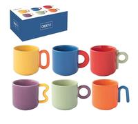 Easy Life - Juego de 6 tazas de café (10 cl, de porcelana creativa colorida)
