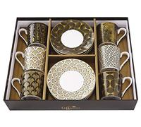 EASY LIFE Juego de 6 tazas de café con platillos de porcelana 100 ml EGYP126