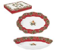 Easy Life PLANO DE SERVICIO OVAL 30X21 CM DE PORCELANA EN CAJA DE REGALO CRISTMAS BERRIES