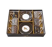 Easy Life Sava - Juego de 6 tazas de café con platillos de porcelana (100 ml, incluye caja de regalo)
