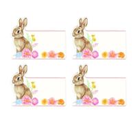 Easy Life Set 4 segnaposti di pasqua in porcellana con coniglio e fiori "Tres Jolie" 9x3.5x7 cm