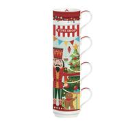 EASY LIFE Set de 4 tazas de porcelana apilables “Toys Shop” con cascanueces 275 ml