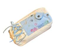 Easy Neat - Estuche brillante con extremo de cordón, interior espacioso para lápices, borradores, reglas, cuatro mil bibliotecas escolares, estuche de poliéster permanente