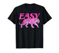 Easy Pink Tiger Retro Boho Big Cat Gráfico Mujeres Camiseta