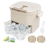 Easy Press - Máquina de cubitos de hielo con tapa, cubo de hielo y cuchara, caja de almacenamiento reutilizable de 52 cubos, polipropileno de grado alimenticio, molde de cubitos de hielo de liberación