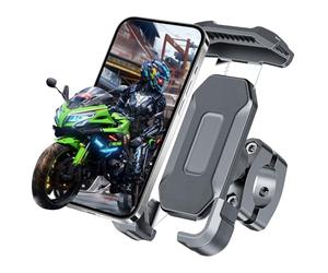 EASY SPEED Soporte Móvil Moto, Abrazadera Fijacion Fuerte, Soporte Móvil Bicicleta Giratorio 360° Instalacion Manillar Scooter o Bici, Compatible con Teléfonos de 5,3" a 6,8"