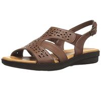 Easy Street Mujeres Bolt Punta Abierta Casual Sandalias de Piso, Tan, Talla 9