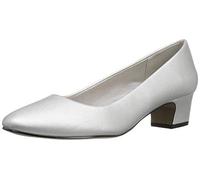 Easy Street Women's Prim Dress Pump, Silver Satin, 8 M US