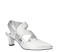Easy Street Women's Venue Dress Shoe Pump, Silver Satin/Gore, 9.5