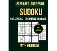 Easy Sudoku for Seniors: 100 Large Print Puzzles with Big Numbers, One Puzzle Per Page, Solutions Included, Relaxing & Stress-Free Fun, Mental Stimulation, Perfect Gift for Beginners & Seniors