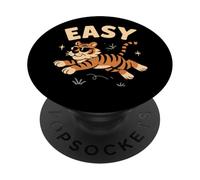 Easy Tiger Big Cat, divertido, amante de los tigres, Easy Tiger PopSockets PopGrip Adhesivo