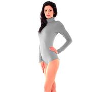 Easy Young Fashion - Body de manga larga y cuello alto térmico para mujer - Body de ajuste ajustado 0525, gris claro, S