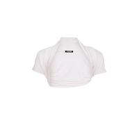 Easy Young Fashion Bolero de mujer con mangas cortas - elástico y ceñido - chaqueta básica de hombros - suave chaleco con abertura frontal 3009, Blanco, 34-40