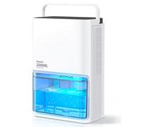 EasyAcc® Deshumidificador 2000ML, 3 Modos Deshumidificadores de Humedad Eléctrico Silencioso (500-650 ml/Day), 7 LED Colores, Apagado Automática, Deshumificador Portátil Baño y Dormitorio, Blanco