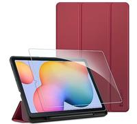 EasyAcc Funda Compatible con Samsung Galaxy Tab S6 Lite 10.4 2024/2022/2020 + Protector de Pantalla, Ultradelgada Carcasa Compatible con Galaxy Tab S6 Lite 10.4 Pulgadas 2022/2020 Tableta,Burdeos