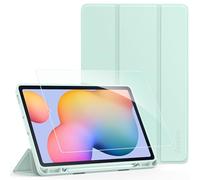 EasyAcc Funda compatible con Samsung Galaxy Tab S6 Lite 10,4 pulgadas 2024/2022/2020 SM-P610N/P615N con cristal templado-ultra fina con carcasa ligera soporte de piel sintética Case, verde tierno