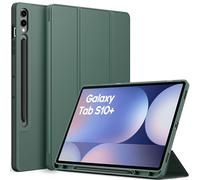 EasyAcc Funda Compatible con Samsung Galaxy Tab S9 FE+/S9+/S10+ 2023 12.4 Pulgadas, con Función de Encendido y Apagado Automático, SM-X810 (Wi-Fi)/SM-X816B (5G Global)/SM-X818U, Verde Noche Oscuro