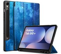 EasyAcc Funda Compatible con Samsung Galaxy Tab S9 FE+/S9+/S10+ 2023 12.4 Pulgadas, con Función de Encendido y Apagado Automático, SM-X810 (Wi-Fi)/SM-X816B (5G Global)/SM-X818U, Estrellas Azules