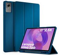 EasyAcc Funda para Lenovo Idea Tab de 11 pulgadas 2025 con soporte para lápiz TB-336ZU TB-336FU, Ultra delgada con función de soporte, funda protectora de PU de cuero (Azul pavo real)