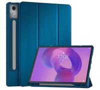 EasyAcc Funda para Lenovo Idea Tab Pro 12.7 pulgadas 2025 con soporte para lápiz TB-373FU TB-375FC, ultradelgada con función de soporte, funda protectora de PU de cuero (azul pavo real)